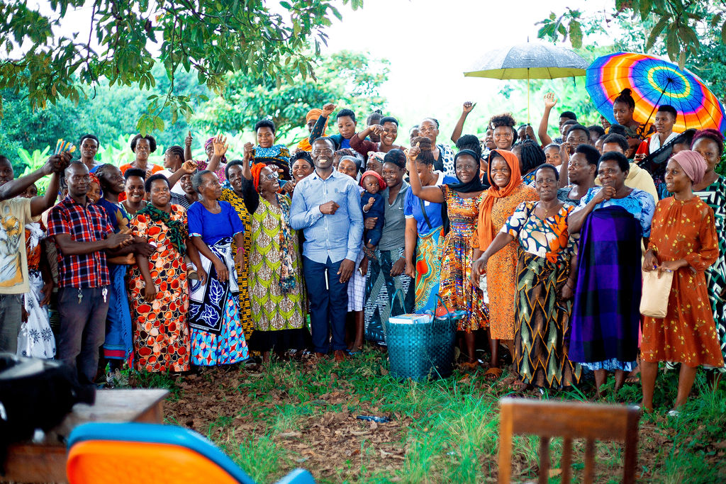 Women gathered for a financial literacy and climate session in Rungwe, Tanzania